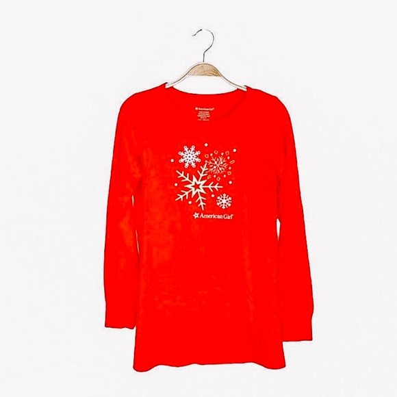 SOLD American Girl NWT Womens Red Holiday Pajama Top - Picture 1 of 10